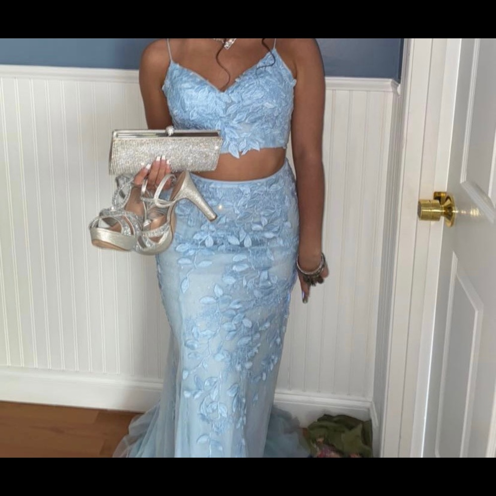 Baby Blue Prom Dress- Two Piece